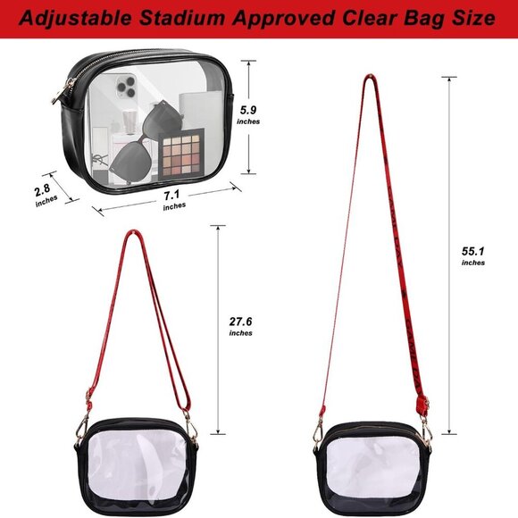 Clear Bag for Stadium Events Game Day Clear Purse Stadium Approved Football Cros - Picture 4 of 9